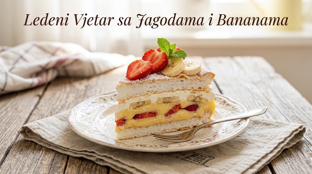 Ledeni vjetar s jagodama i bananama u slojevima