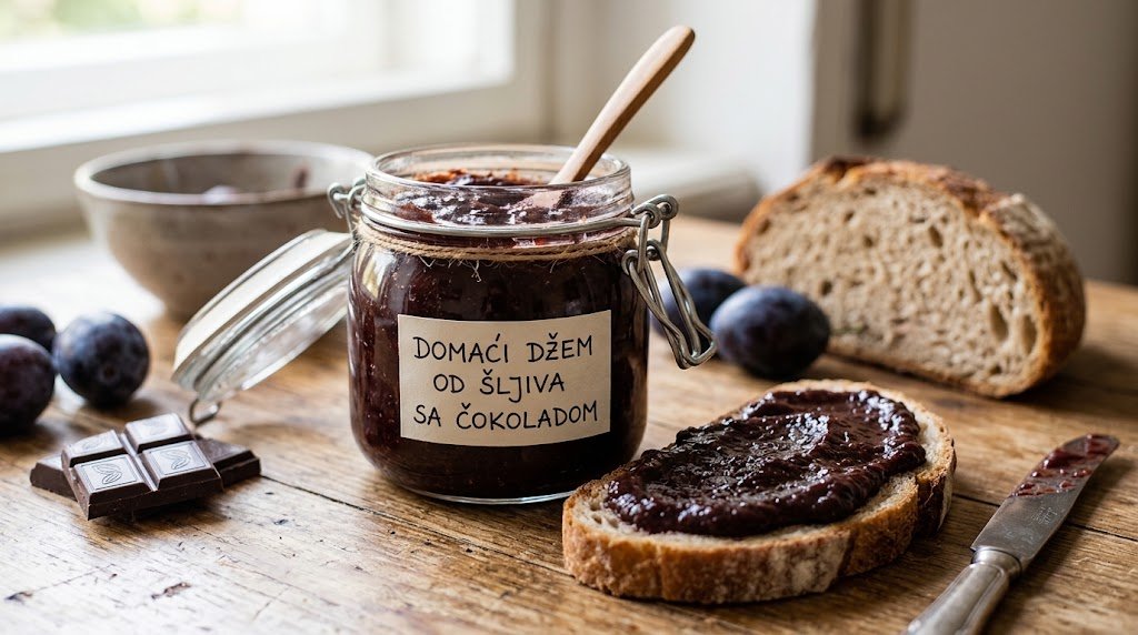 Domaći džem od šljiva s čokoladom u tegli