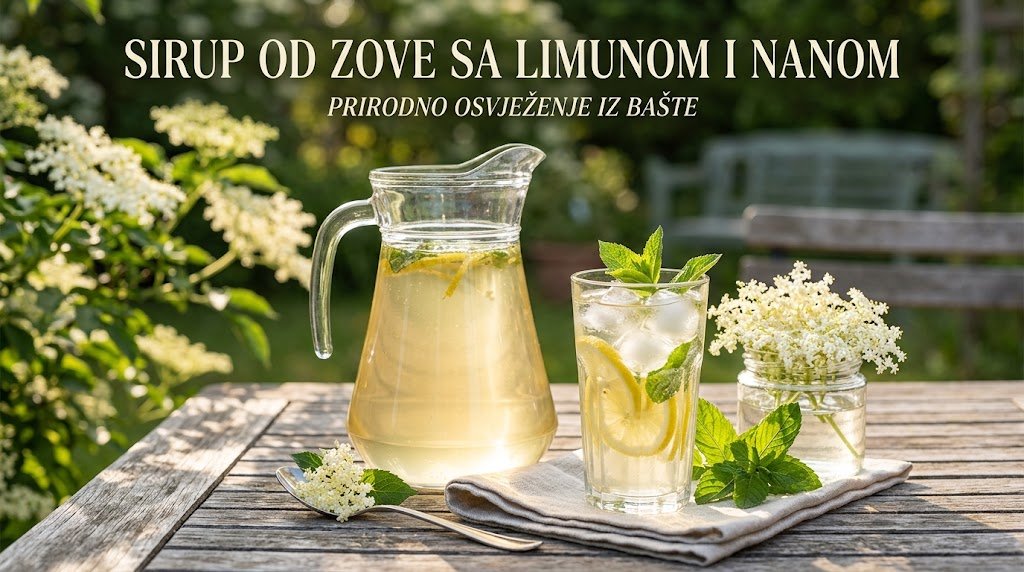 Sirup od zove s limunom i nanom u vrču